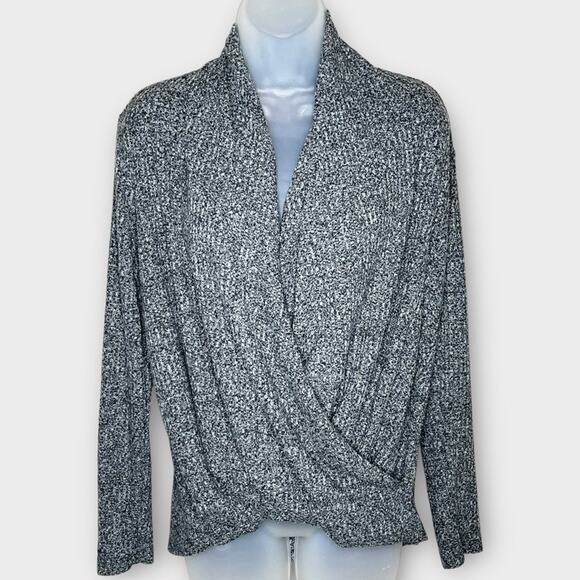 ANTHROPOLOGIE Akemi + Kim Gray Woodruff Faux Wrap Cardigan Sweater Size XS - Picture 2 of 5